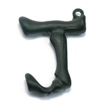 Bone shaped J initial letter Black tone alloy alphabet letter charm, personalized necklace 38x28mm N93