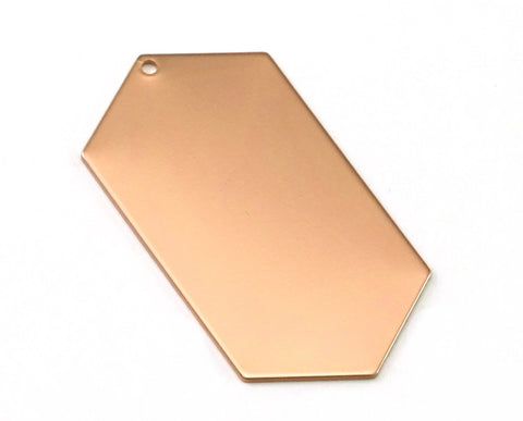 Rose Gold plated brass elongated hexagon shape 45x24x0.9mm stamping blank 1 hole tag pendant 2062-665