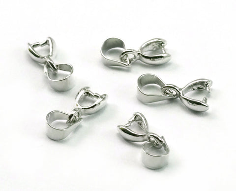 pinch bails in silver plated brass , 12x5mm pendant connectors, necklace clasps,pendant clasps 2133