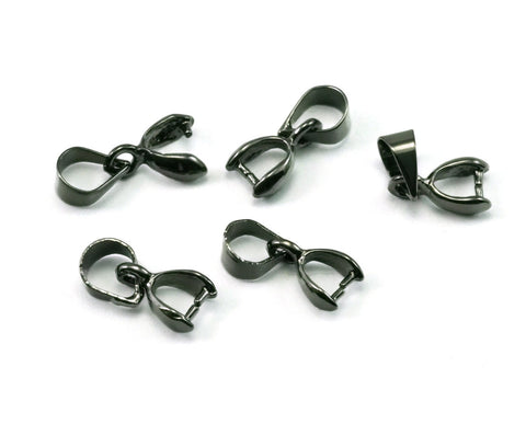pinch bails in oxidized brass , 12x5mm pendant connectors, necklace clasps,pendant clasps 2133