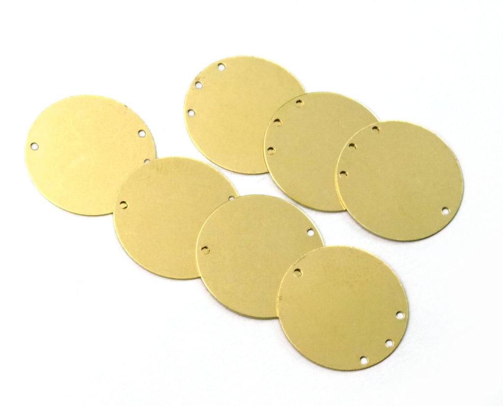 circle tag 25mm  4 hole (1.5mm holes) thickness 0.5mm raw brass charms findings pendants stamping 1587-190