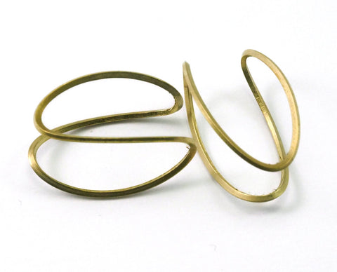 Wire pendant earring part raw brass , 26mm  1298