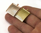 Micro Pave Curved Rectangle 27.5x20mm  Gold plated Brass with crystal Pendant 2142