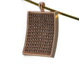 Micro Pave Curved Rectangle 27.5x20mm  Rose  Gold plated Brass with crystal Pendant 2142