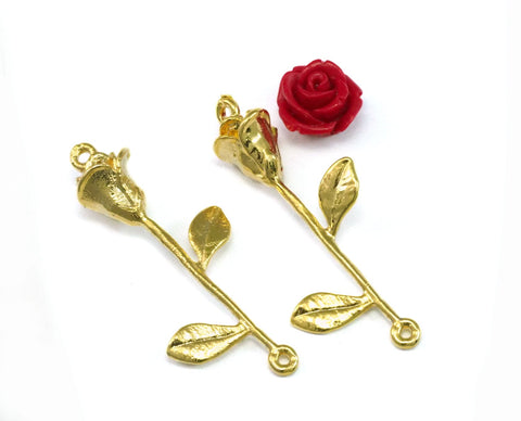 Rose pendant two loop gold plated Brass  2142