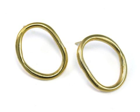 Earring Stud posts Oval 25mm Gold plated brass 2152
