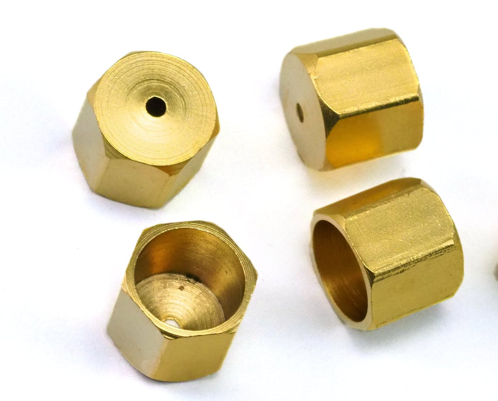 hexagon end caps, 10x9mm 9mm inner Gold plated brass 1660 ENC9