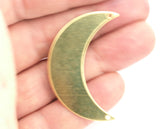 Crescent Moon 2 hole  Connector tag 44mm (0.8mm thickness) (1.63mm hole)raw brass pendant Findings Charms 2097-410