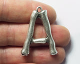 Bone shaped A-Z initial letter Antique silver plated  alloy alphabet letter charm, personalized necklace 37x29mm N167