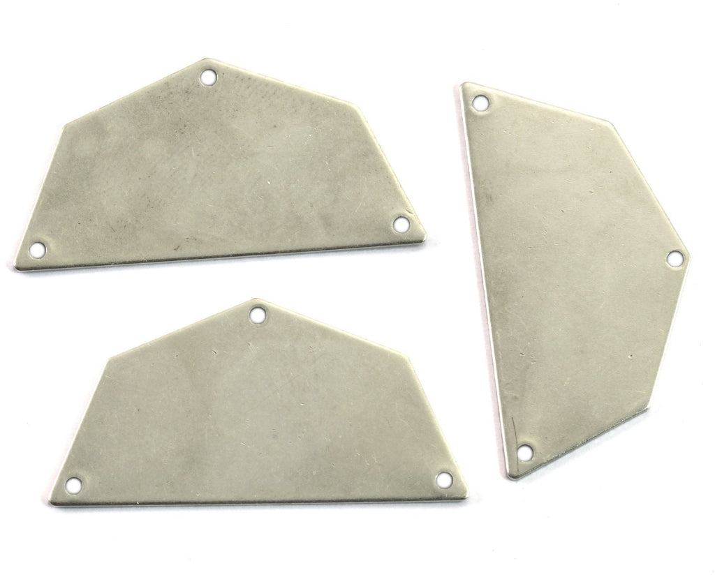 Semi octagonal 40x20mm 0.8mm Thickness 3 hole (1.63mm 14 Gauge) Antique silver plated brass stamping blanks 1984-400