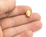 gold plated Skull Pendant 11x7mm (hole 2.5mm) Skull Findings spacer bead bab3 N129