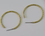 Hoop Earrings Stud ,  Raw brass , textured 33mm  