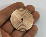 Circle round stripe carved dimension 40mm thickness  1.6mm (4mm  middle hole) Rose gold plated brass pendant earring necklace 2108