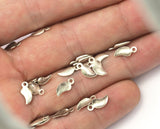 Leaf Charms Antique silver plated brass 10x4.5mm shape 1 loop earrings pendant necklace bracelet  ,Findings 2029-10 tmlp