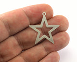Antique silver plated brass star charms pendant with 1 loop  29x30mm thickness: 0.5mm 1 2013-80