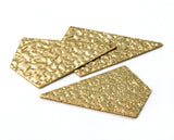 Kite shape quadrilateral textured 1 hole Gold plated brass 54x29.5x0.9mm  stamping blank tag pendant necklace earring 2084-600