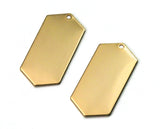 Gold plated brass elongated hexagon shape 35.5x16x0.9mm  stamping blank 1 hole tag pendant 2024-350