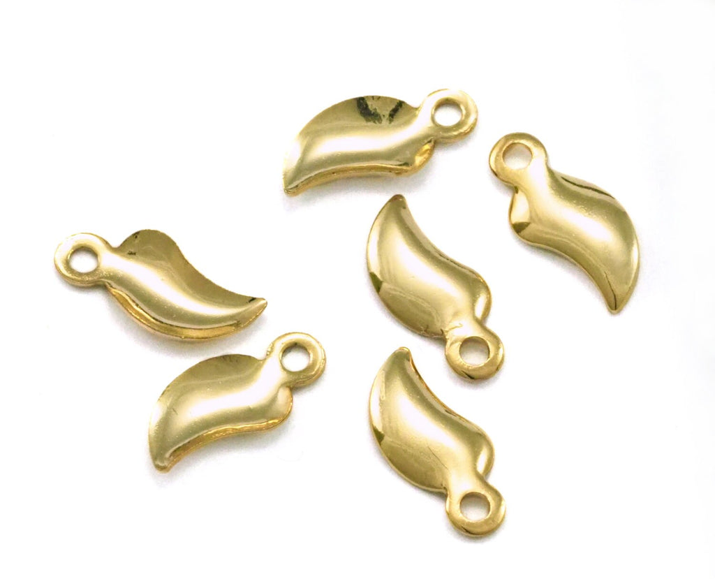 Leaf Charms Gold plated brass 10x4.5mm 1 loop earrings pendant necklace ,Findings 2029-11 tmlp