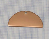 semi circle blanks  half moon shape 1 hole Top 30x15x0.9mm Rose Gold plated brass pendant (1.63mm  14 gauge hole) SCS 2001-245