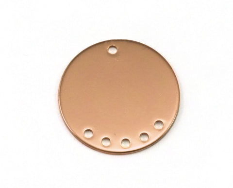 circle tag 20mm 6 hole 0.9mm thickness Rose Gold plated brass charms findings pendants earring connector 2056-210