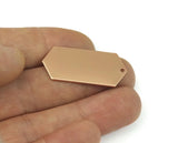 Rose Gold plated brass elongated hexagon shape 35.5x16x0.9mm  stamping blank 1 hole tag pendant 2024-350
