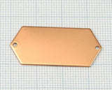 Rose Gold plated  brass elongated hexagon shape 35.5x16x0.9mm stamping blank 2 hole connector pendant 2024-350