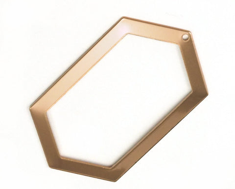 Rose Gold plated brass elongated hexagon shape 54x32mm 0.9 Thickness stamping blank 1 hole tag pendant 2064-390