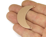 Crescent Moon 2 hole  Connector tag 44mm (0.9mm thickness) (1.63mm hole)Rose gold plated brass pendant Findings Charms 2097-435