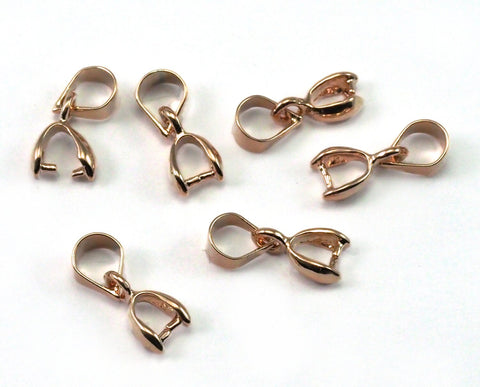 pinch bails in rose gold plated brass , 12x5mm pendant connectors, necklace clasps,pendant clasps 2133