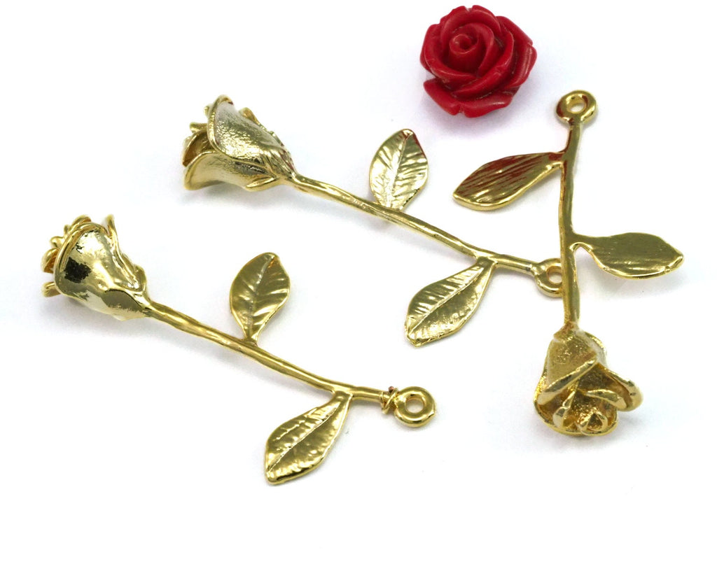 Rose pendant one loop gold plated Brass  2142