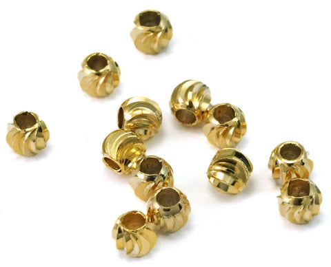 Faceted Gold plated Brass Sphere 5mm (4.2mm side) (hole 2mm )  Charms,Pendant,Findings spacer bead 1441 bab2