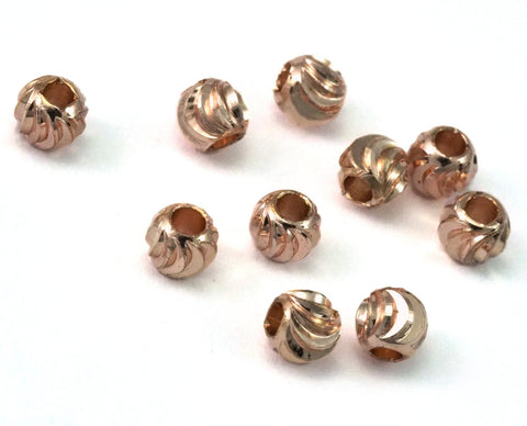 Faceted Rose Gold plated Brass Sphere 5mm (4.2mm side) (hole 2mm )  Charms,Pendant,Findings spacer bead 1441 bab2