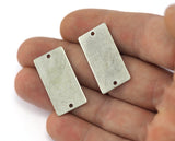 Rectangle shape stamping blank 15x30x0.8mm (20 gauge) Antique silver plated  brass two hole 1206-75