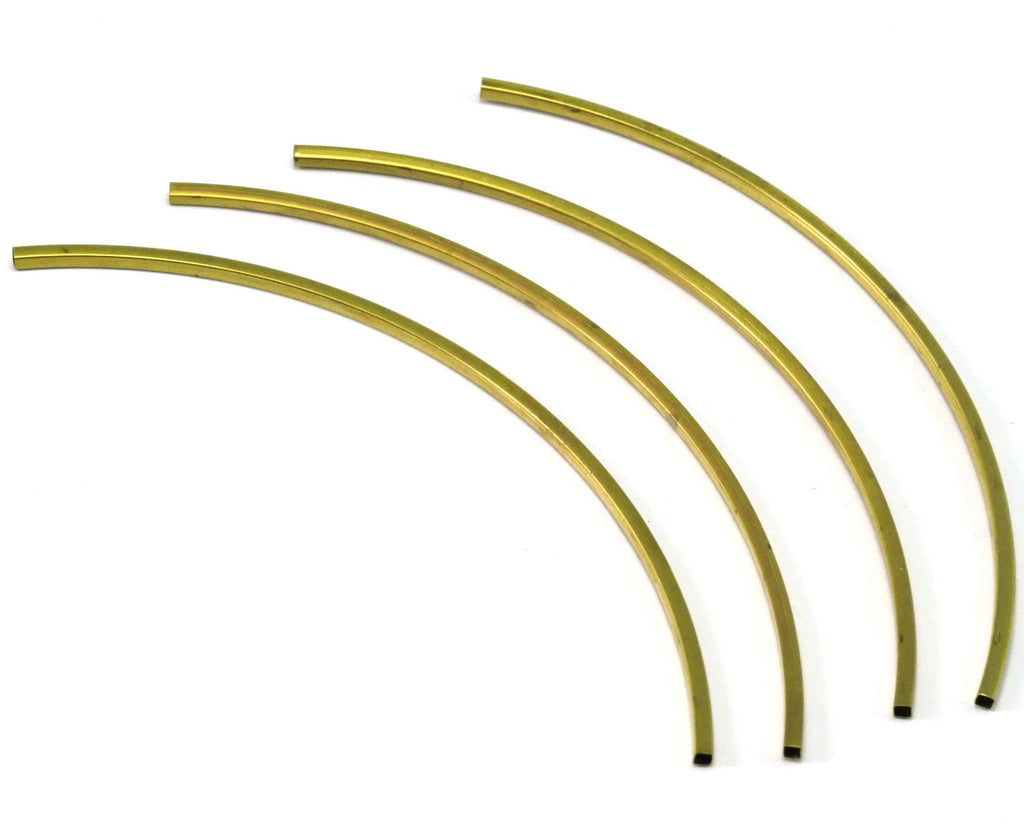 Himmeli Raw Brass Curved square tube 2x80mm ( 1.6mm hole) N163