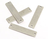 Rectangle shape stamping blank two hole 8x35x0.8mm (20 gauge) Antique silver plated brass 1213-185