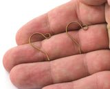 Fish hook Brass earring wire earring posts Antique yellow brass  22mm (0.75mm wire thickness) 2257