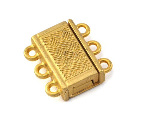 Brazil bracelet clasp 3 multi hole strands 16.5x17x6mm gold plated alloy magnetic clasp MCL 1080
