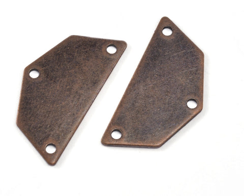 Semi octagonal 25x12.5mm 0.8mm Thickness 3 hole Copper plated brass stamping blanks 1982-150