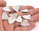 Silver plated brass triangle tag 16x18mm 2 hole connector charms ,findings 942ST2-80