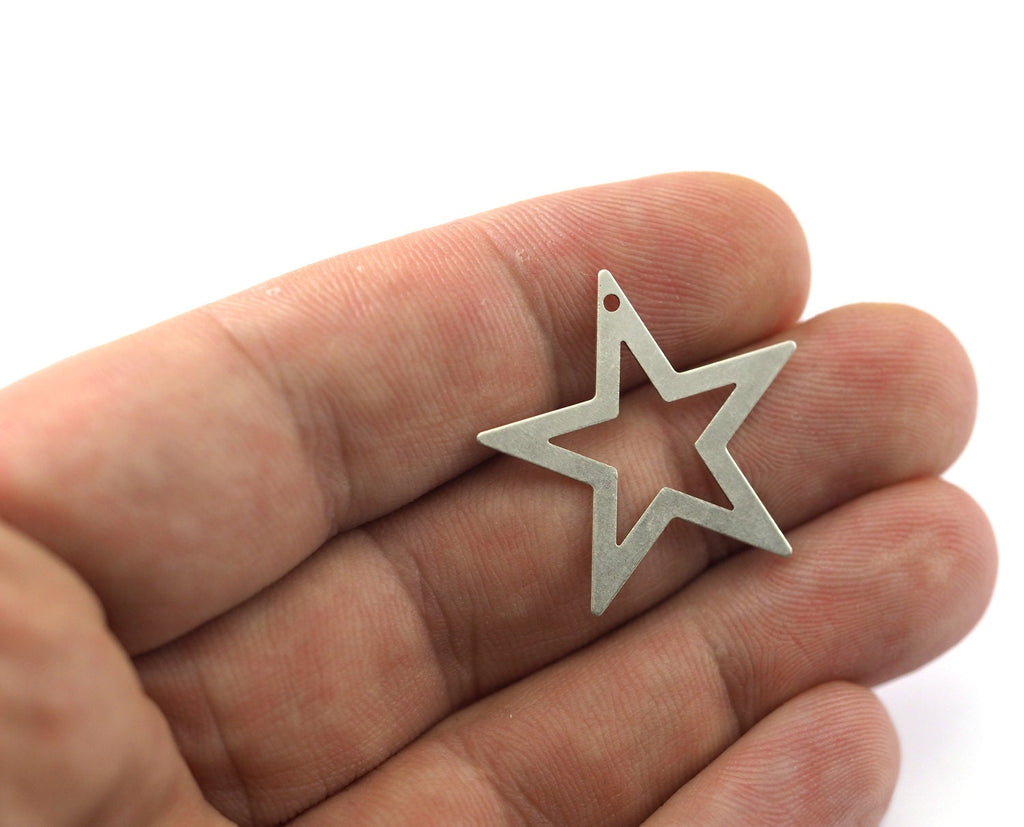 Antique silver plated brass star charms pendant with 1 hole  29x28mm thickness: 0.5mm 1 2014-75