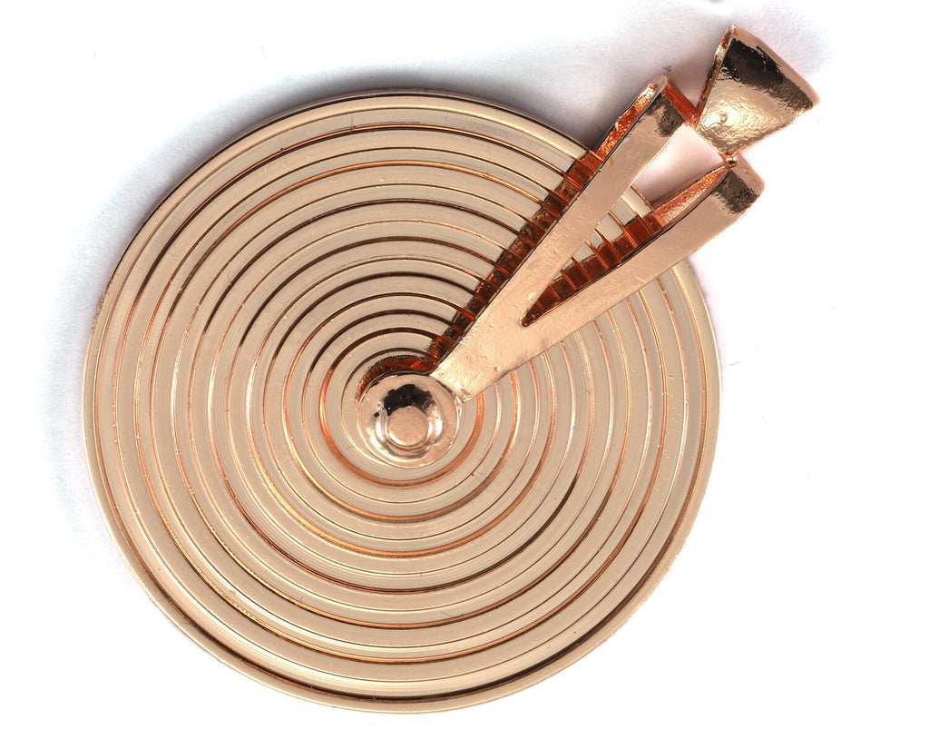 Circle round stripe carved pendant 52x40mm Rose gold plated brass necklace 2108