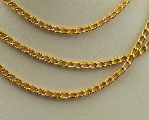 Gold anodized Aluminum Sparkle Bright Faceted Curb Chain 3,5x5,5mm z095