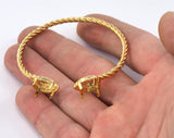 Swirl bracelet setting Adjustable  (10x14mm gem) 70mm Gold plated brass findings charms 2479