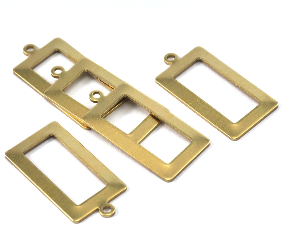 Rectangle frame with loop 28x14mm pendant charms Raw brass 2299-140