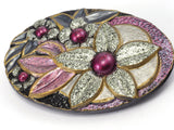 Flower Belt Buckle, Vintage Resin Wall decor 106x71mm limited stock Made in Germany bjk053