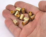ends cap, brass 8x10mm 7mm inner raw brass cord  tip ends, ribbon end, ENC7 2302