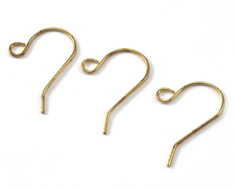 Fish hook Brass earring wire earring posts Raw brass (varnish) 22mm (0.75mm wire thickness) 2258