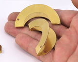 semi circle 52x26mm 4 hole raw brass tag, raw brass findings 2304-355