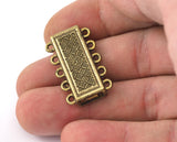 Brazil bracelet clasp 5 strands 28x17mm Antique yellow alloy magnetic clasp MCL 1080