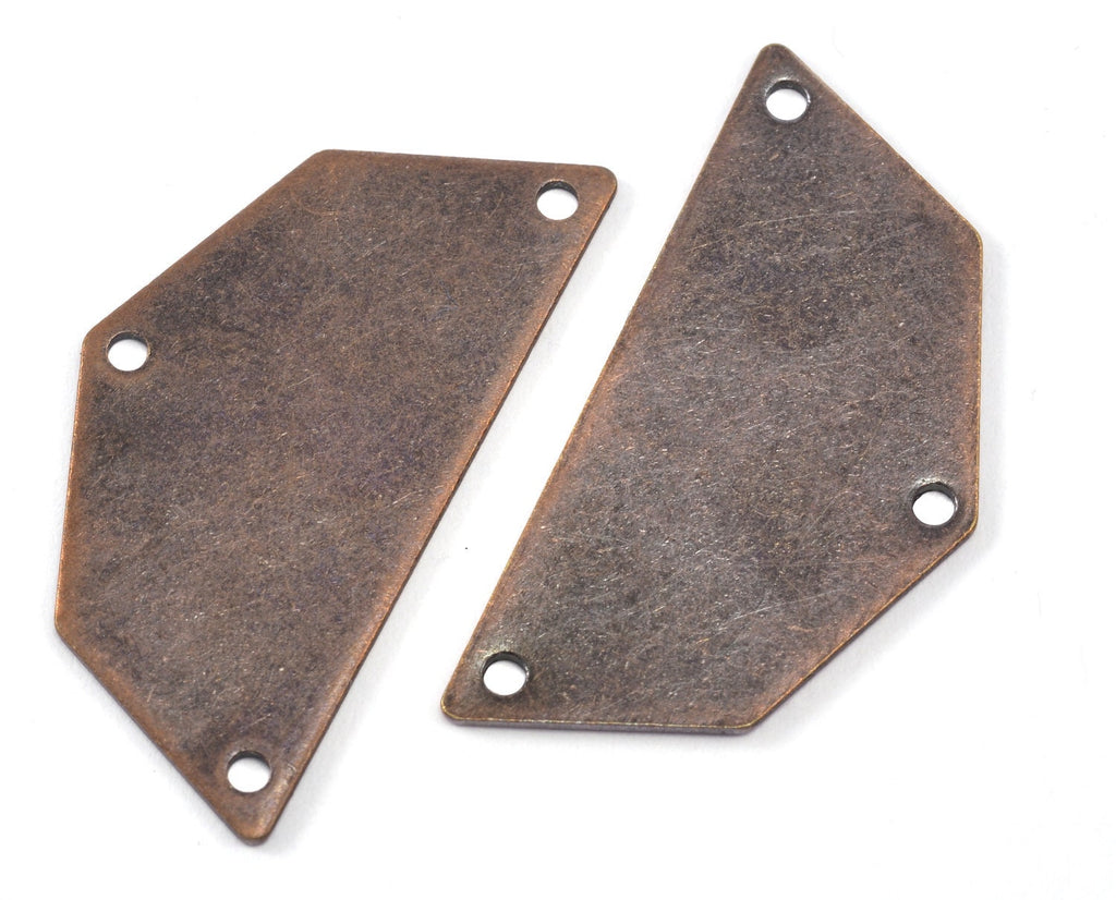 Semi octagonal 32x16mm Thickness 0.8mm 3 hole copper plated brass stamping blanks 1983-250